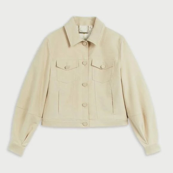 Ted Baker Light Brown Sofea Cropped Jacket with Balloon Sleeves, Size L - Picture 5 of 16